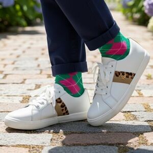 NWOT Lauren Ralph Lauren 10 Old Money Tennis Prep Academia Cow Leather Sneakers